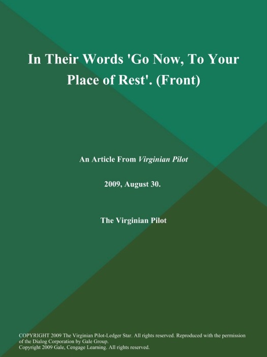 In Their Words 'Go Now, To Your Place of Rest' (Front)