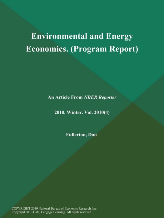 Environmental and Energy Economics (Program Report)