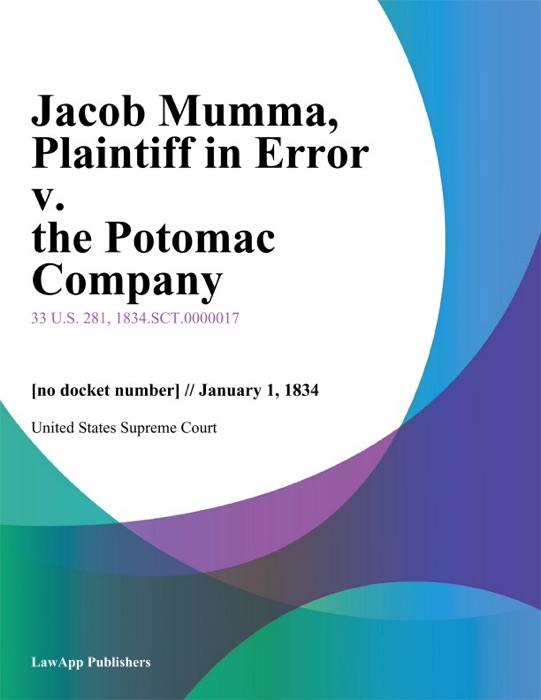 Jacob Mumma, Plaintiff in Error v. the Potomac Company