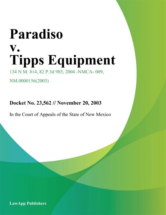 Paradiso V. Tipps Equipment