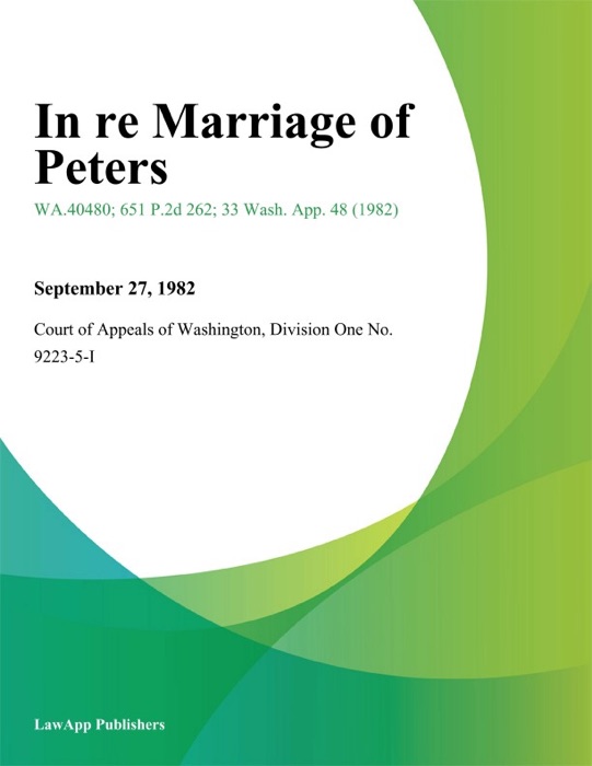 In Re Marriage Of Peters