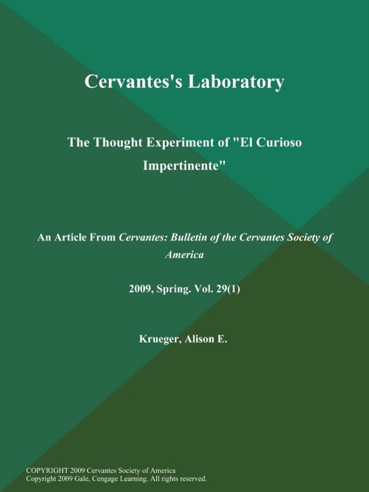 Cervantes's Laboratory: The Thought Experiment of 