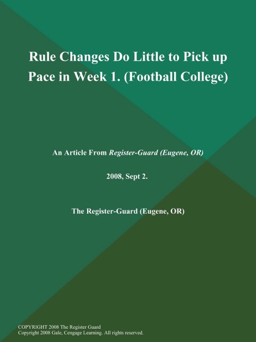 Rule Changes Do Little to Pick up Pace in Week 1 (Football College)