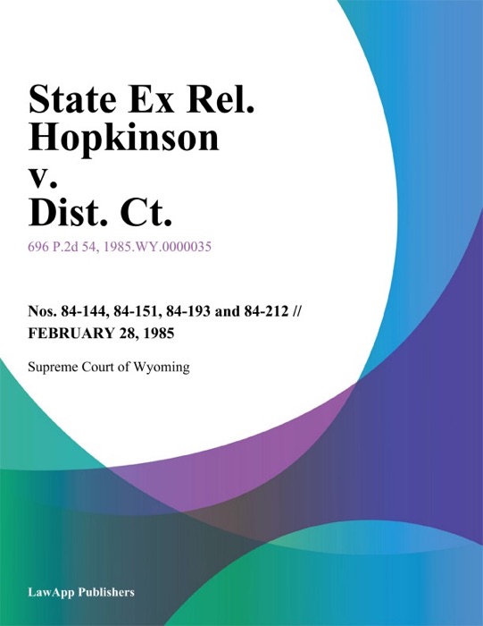 State Ex Rel. Hopkinson v. Dist. Ct.