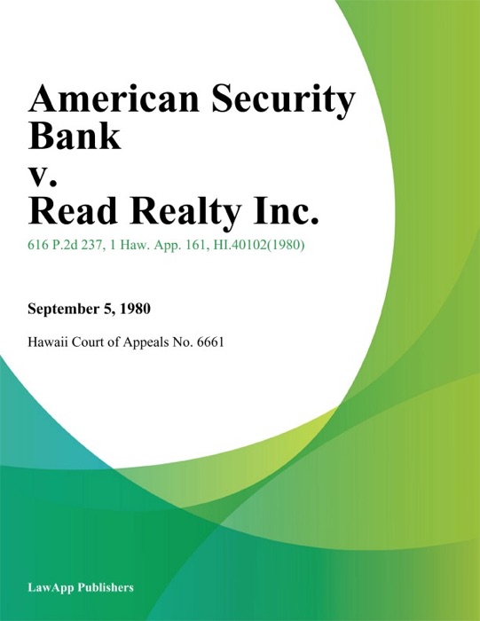 American Security Bank v. Read Realty Inc.