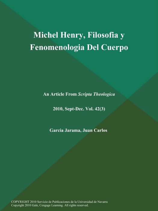 Michel Henry, Filosofia y Fenomenologia Del Cuerpo