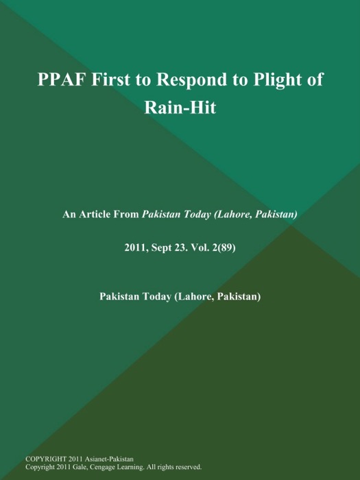 PPAF First to Respond to Plight of Rain-Hit
