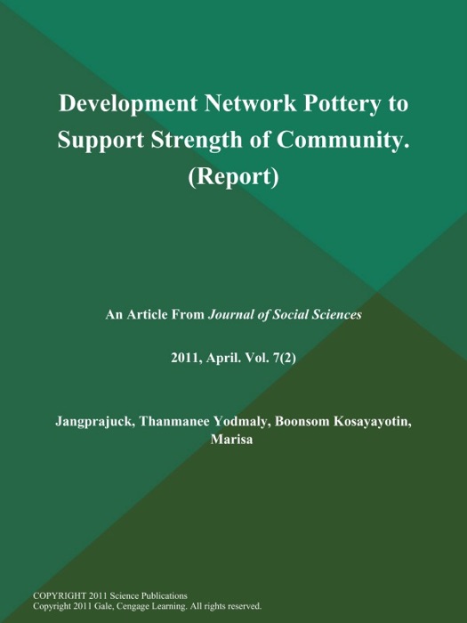 Development Network Pottery to Support Strength of Community (Report)