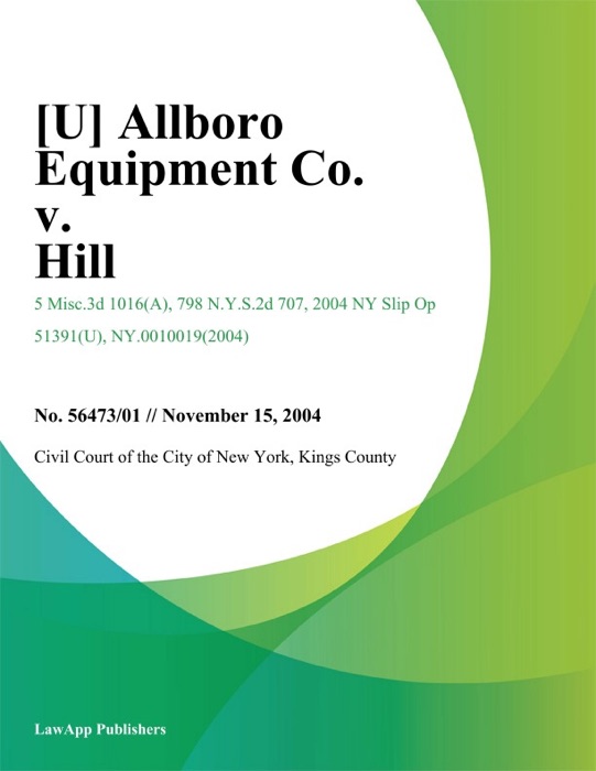 Allboro Equipment Co. v. Hill