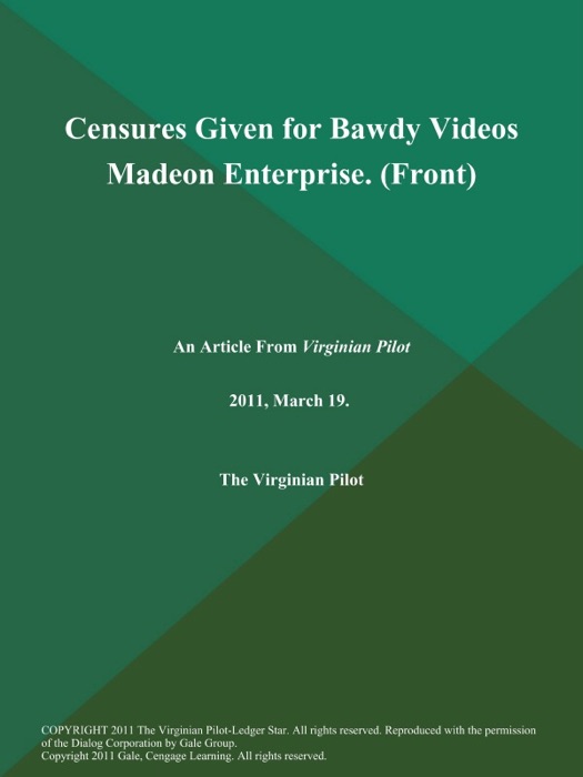 Censures Given for Bawdy Videos Madeon Enterprise (Front)