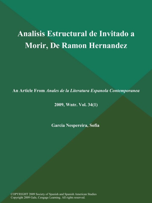 Analisis Estructural de Invitado a Morir, De Ramon Hernandez