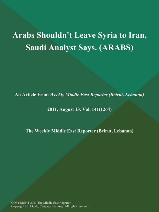 Arabs Shouldn't Leave Syria to Iran, Saudi Analyst Says (ARABS)