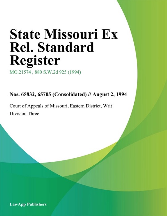 State Missouri Ex Rel. Standard Register