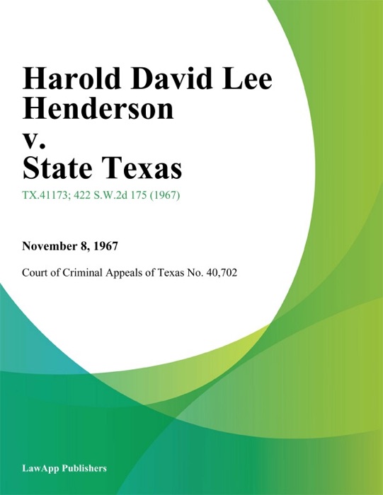 Harold David Lee Henderson v. State Texas