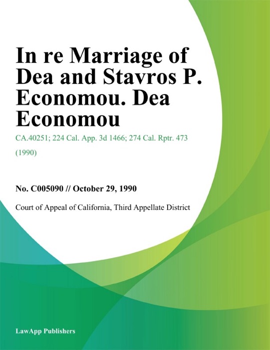 In Re Marriage of Dea and Stavros P. Economou. Dea Economou
