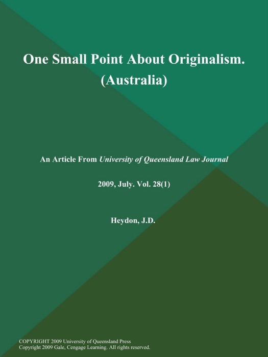 One Small Point About Originalism (Australia)