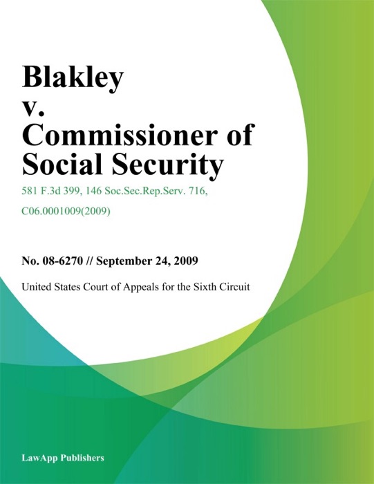 Blakley V. Commissioner Of Social Security