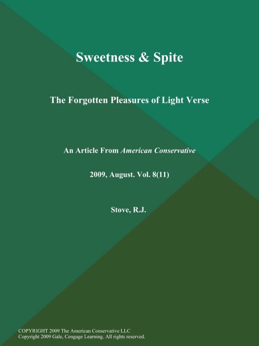 Sweetness & Spite: The Forgotten Pleasures of Light Verse