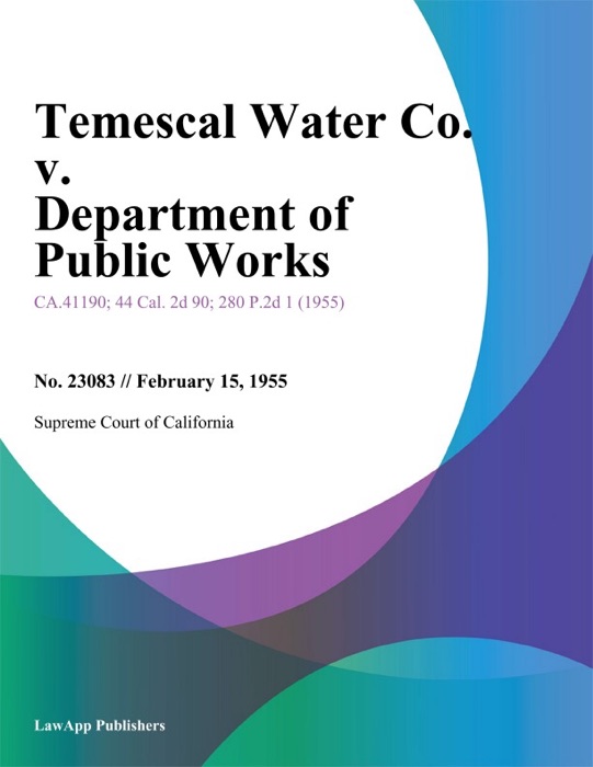 Temescal Water Co. V. Department Of Public Works