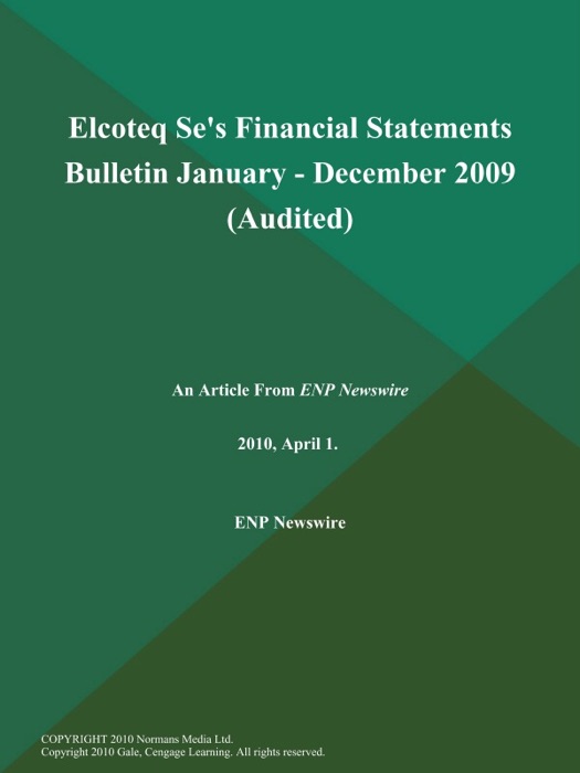 Elcoteq Se's Financial Statements Bulletin January - December 2009 (Audited)