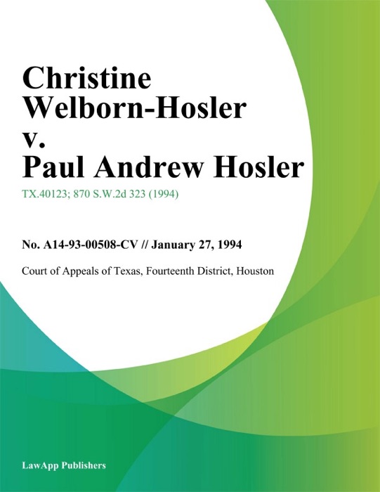 Christine Welborn-Hosler v. Paul Andrew Hosler