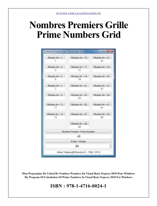 Nombres Premiers Grille Prime Numbers Grid