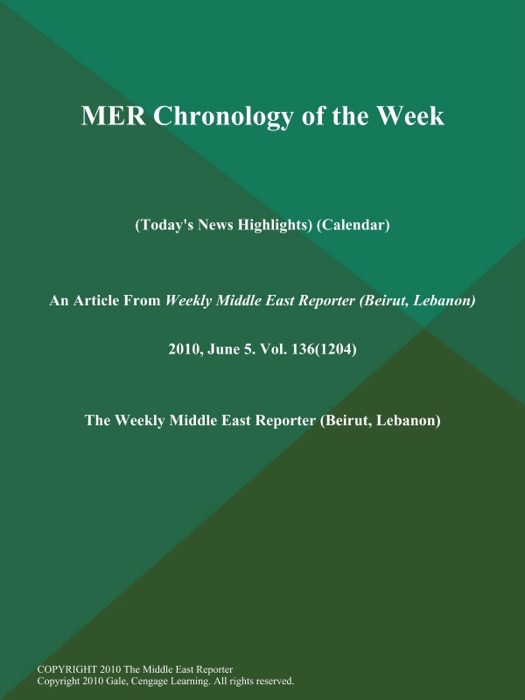 MER Chronology of the Week (Today's News Highlights) (Calendar)
