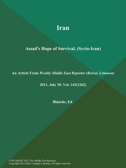 Iran: Assad's Hope of Survival (Syria-Iran)