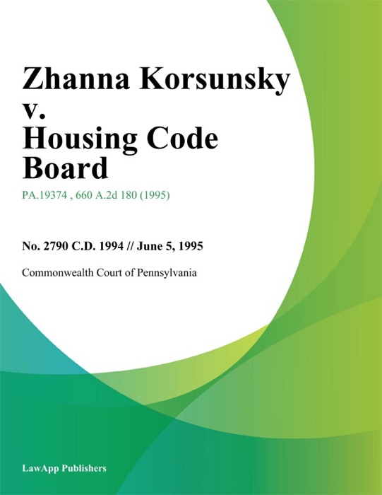 Zhanna Korsunsky v. Housing Code Board