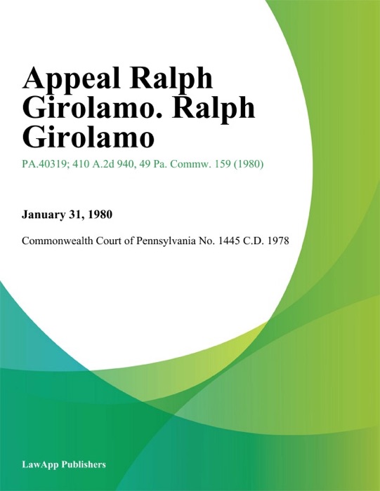 Appeal Ralph Girolamo. Ralph Girolamo