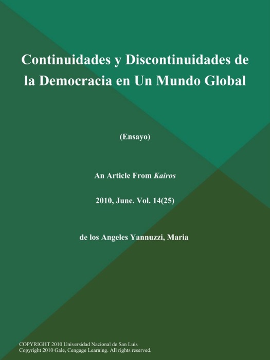 Continuidades y Discontinuidades de la Democracia en Un Mundo Global (Ensayo)