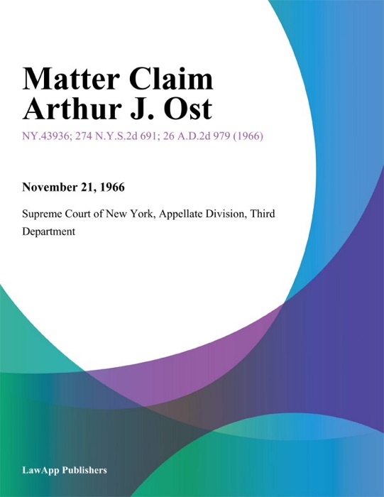 Matter Claim Arthur J. Ost