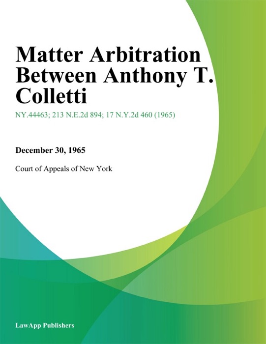 Matter Arbitration Between Anthony T. Colletti