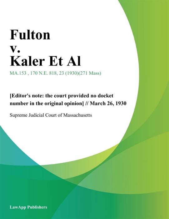 Fulton v. Kaler Et Al.