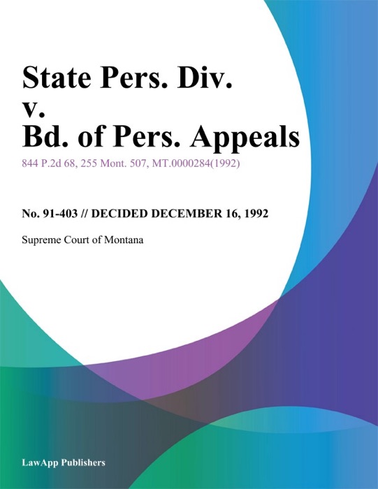 State Pers. Div. v. Bd. of Pers. Appeals