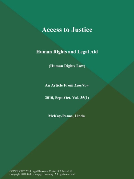 Access to Justice: Human Rights and Legal Aid (Human Rights Law)