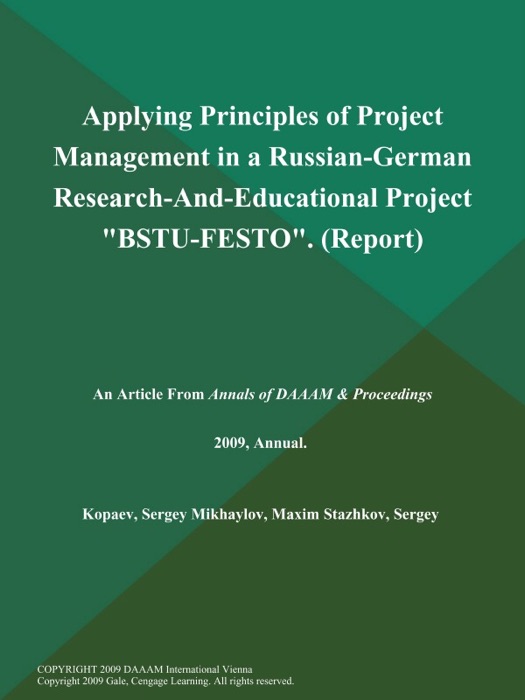 Applying Principles of Project Management in a Russian-German Research-And-Educational Project 