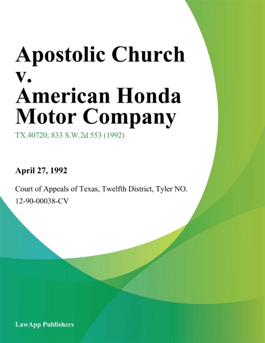 Apostolic Church v. American Honda Motor Company