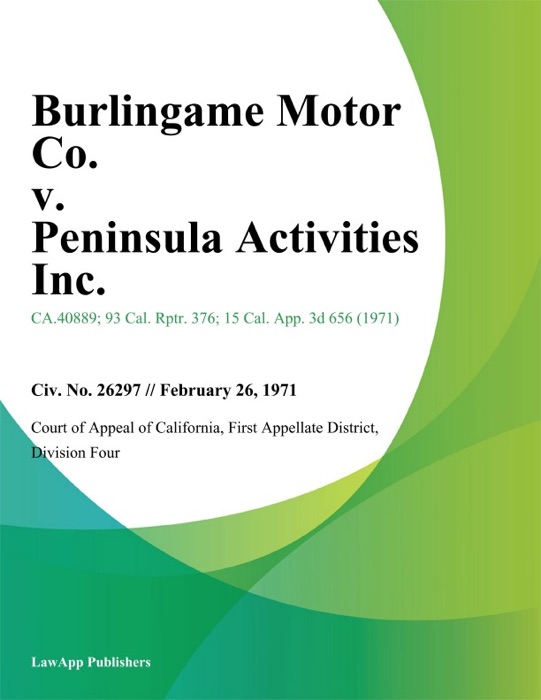 Burlingame Motor Co. v. Peninsula Activities Inc.