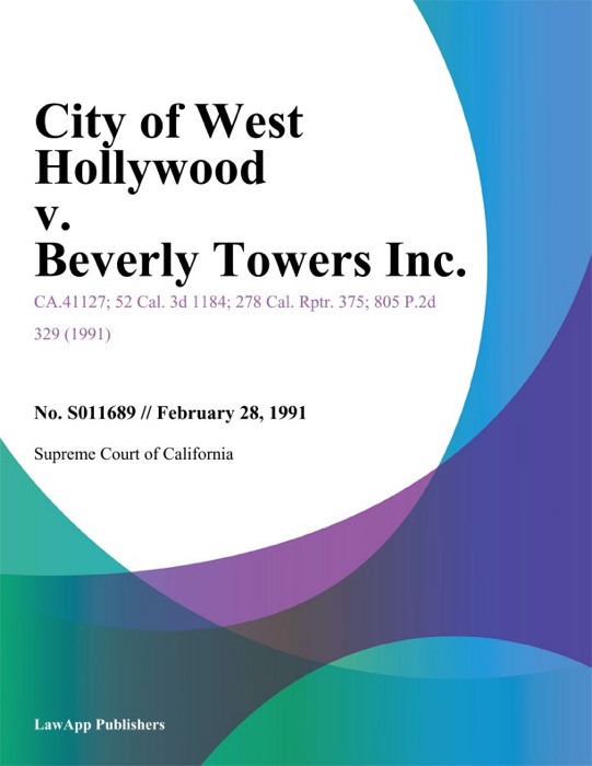 City Of West Hollywood V. Beverly Towers Inc.