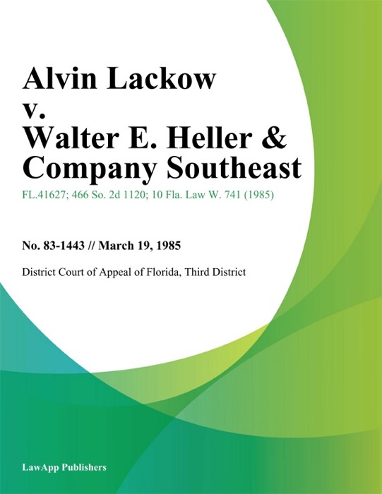 Alvin Lackow v. Walter E. Heller & Company Southeast