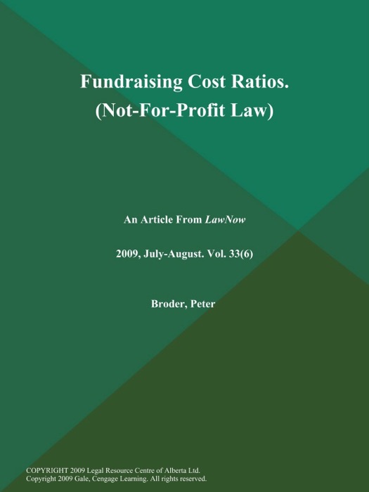 Fundraising Cost Ratios (Not-For-Profit Law)