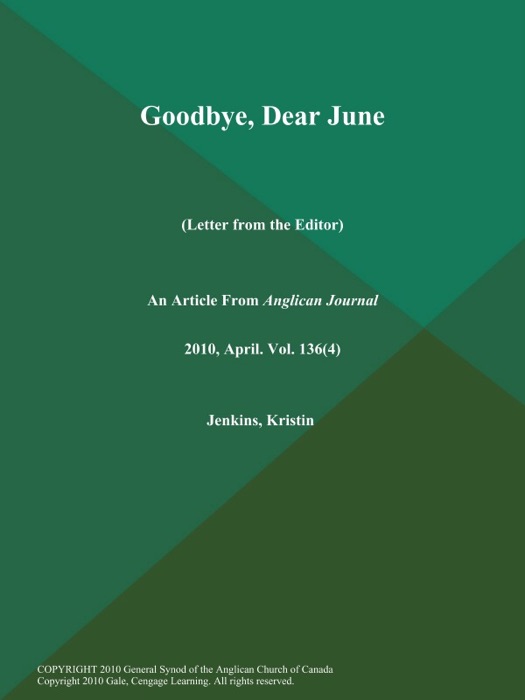 Goodbye, Dear June (Letter from the Editor)