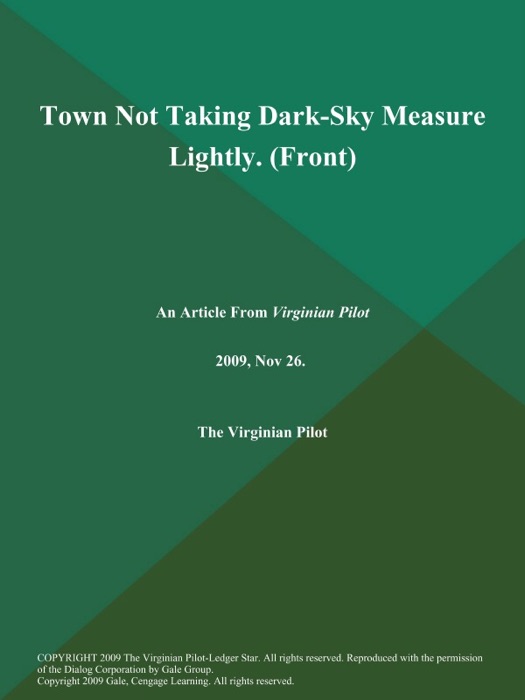 Town Not Taking Dark-Sky Measure Lightly (Front)