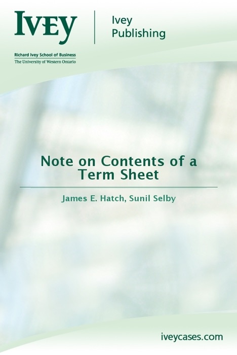 Note on Contents of a Term Sheet