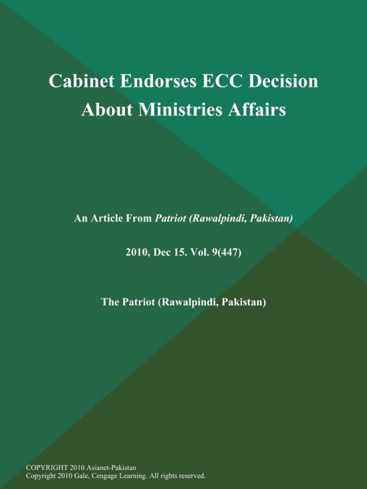 Cabinet Endorses ECC Decision About Ministries Affairs