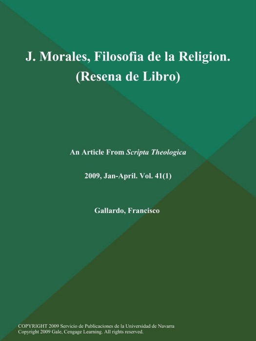 J. Morales, Filosofia de la Religion (Resena de Libro)