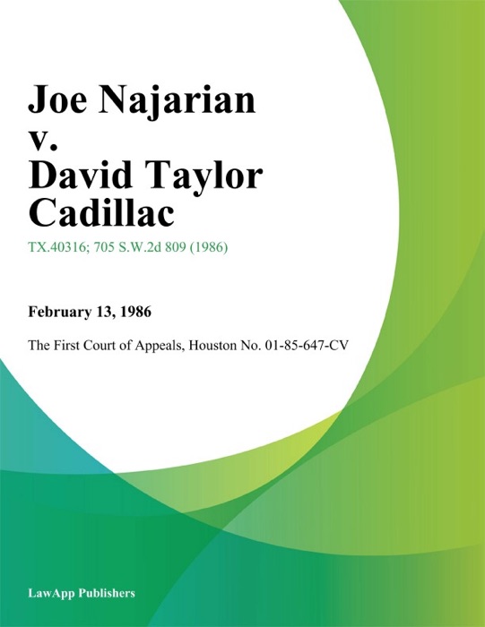 Joe Najarian v. David Taylor Cadillac