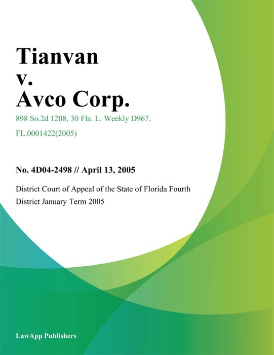 Tianvan v. Avco Corp.