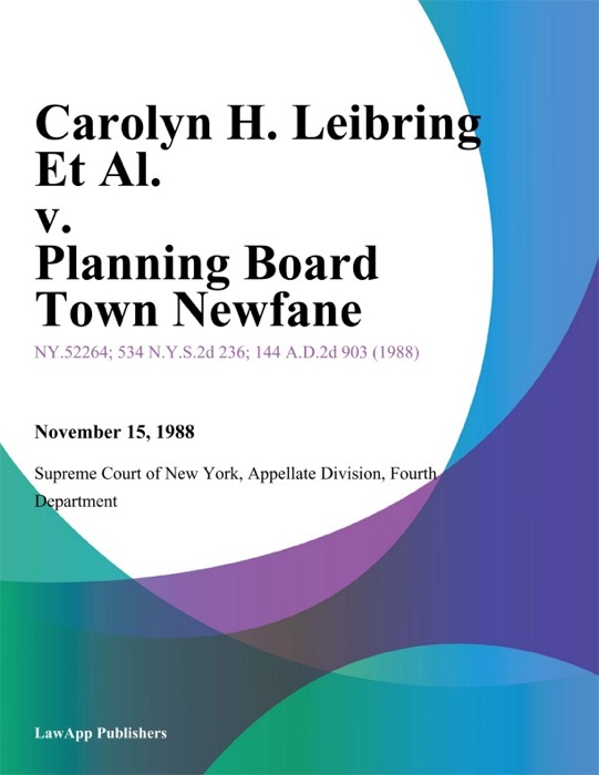 Carolyn H. Leibring Et Al. v. Planning Board Town Newfane